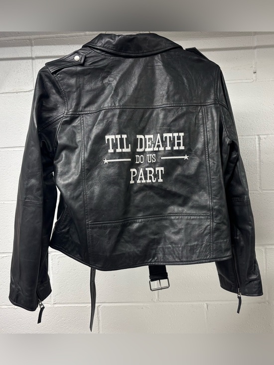 Nasty Gal Jackets & Blazers - NASTY GAL Til Death Do Us Part Black Leather Cropped Oversized Moto Jacket Med